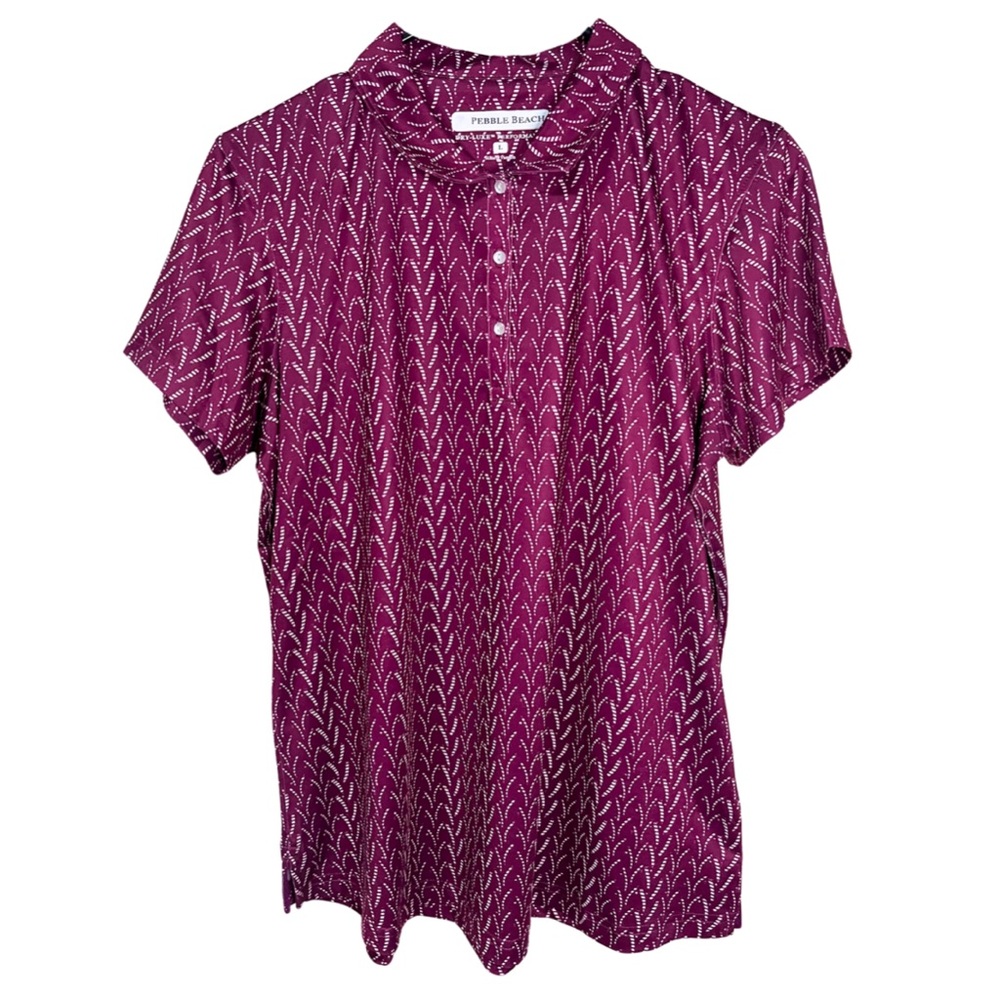 Pebble Beach Dry-Luxe Performance Golf Polo Men’s Large Burgundy Maroon Shirt
